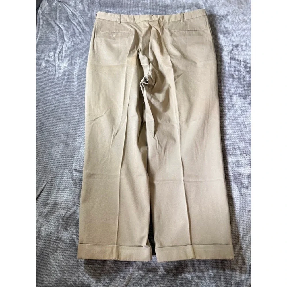 Brooks Brothers Vintage Khaki Chinos Pleated Cuffed Made in USA Tan Mens 40X29.